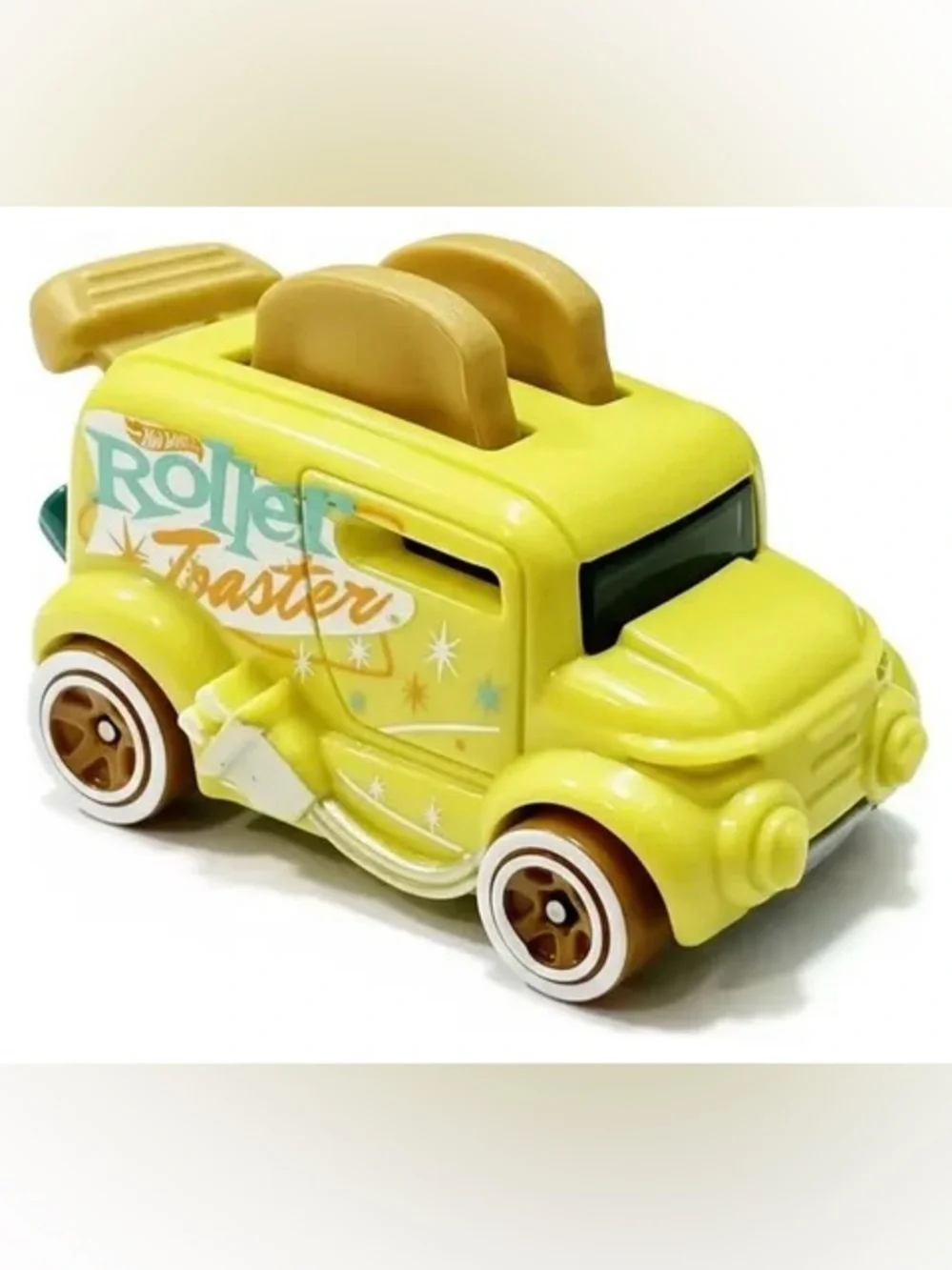 Mattel Hot Wheels Yellow Roller Toaster Toy Car with White Wheels